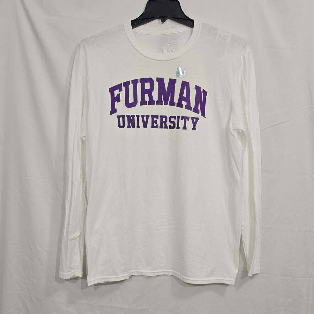 Fanatics Furman University Mens L Long Sleeve Shirt White Purple NWT